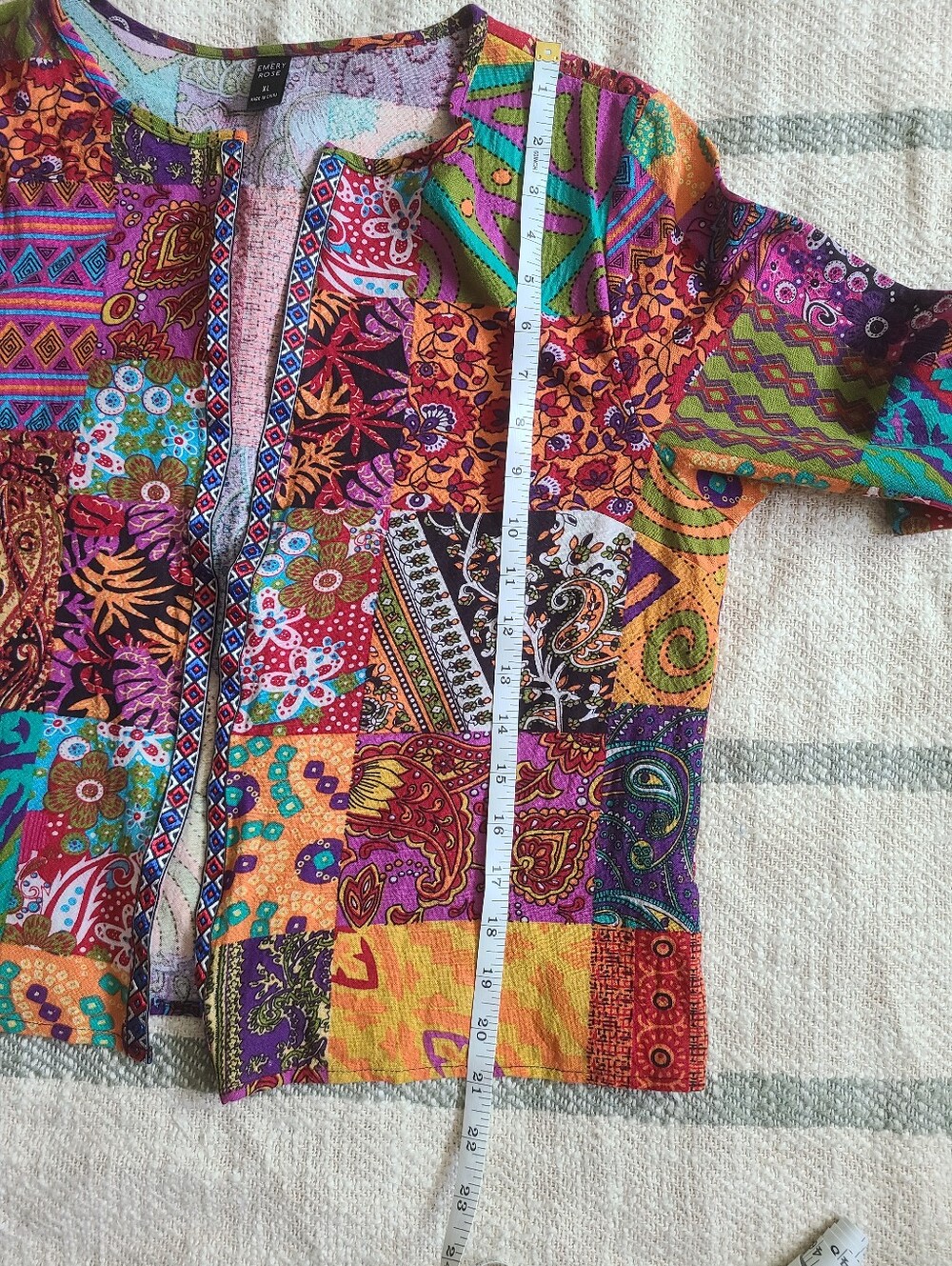Colorful Patchwork Open Front Jacket - Picture 10 of 12